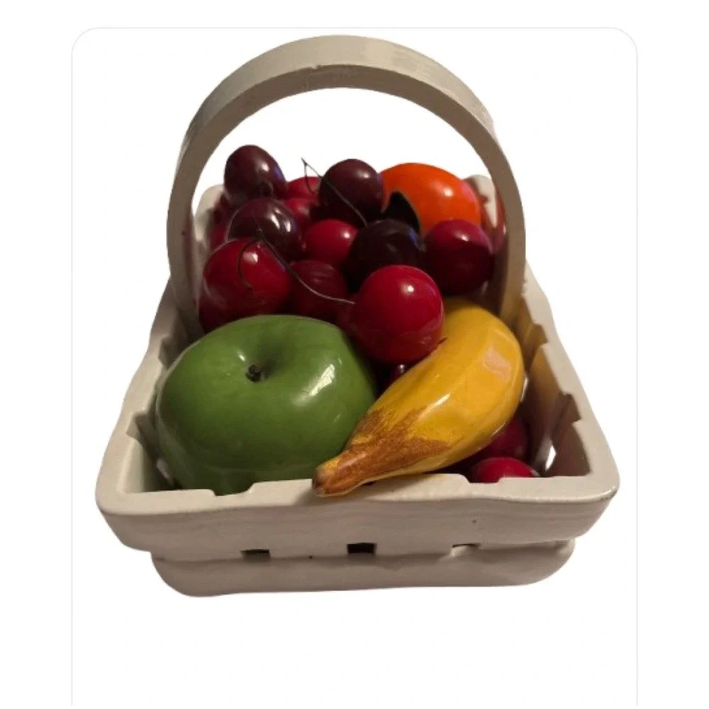Italian Fruit Basket Vintage Italian Wire Cherries Banana Apple Orange Rare‎